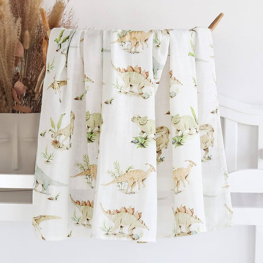 Organic Cotton Bamboo Blend Swaddle Blanket - Dino
