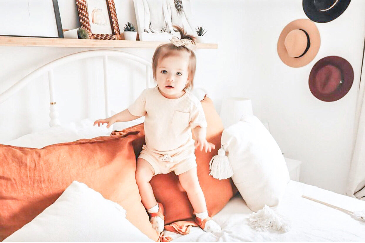 Organic Ribbed Two-Piece Short Set - Beba Canada