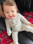 Double Zip Pj Onesie | Neutral Tones