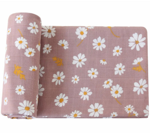 Bamboo Muslin Swaddle Blanket- Lilac Daisy