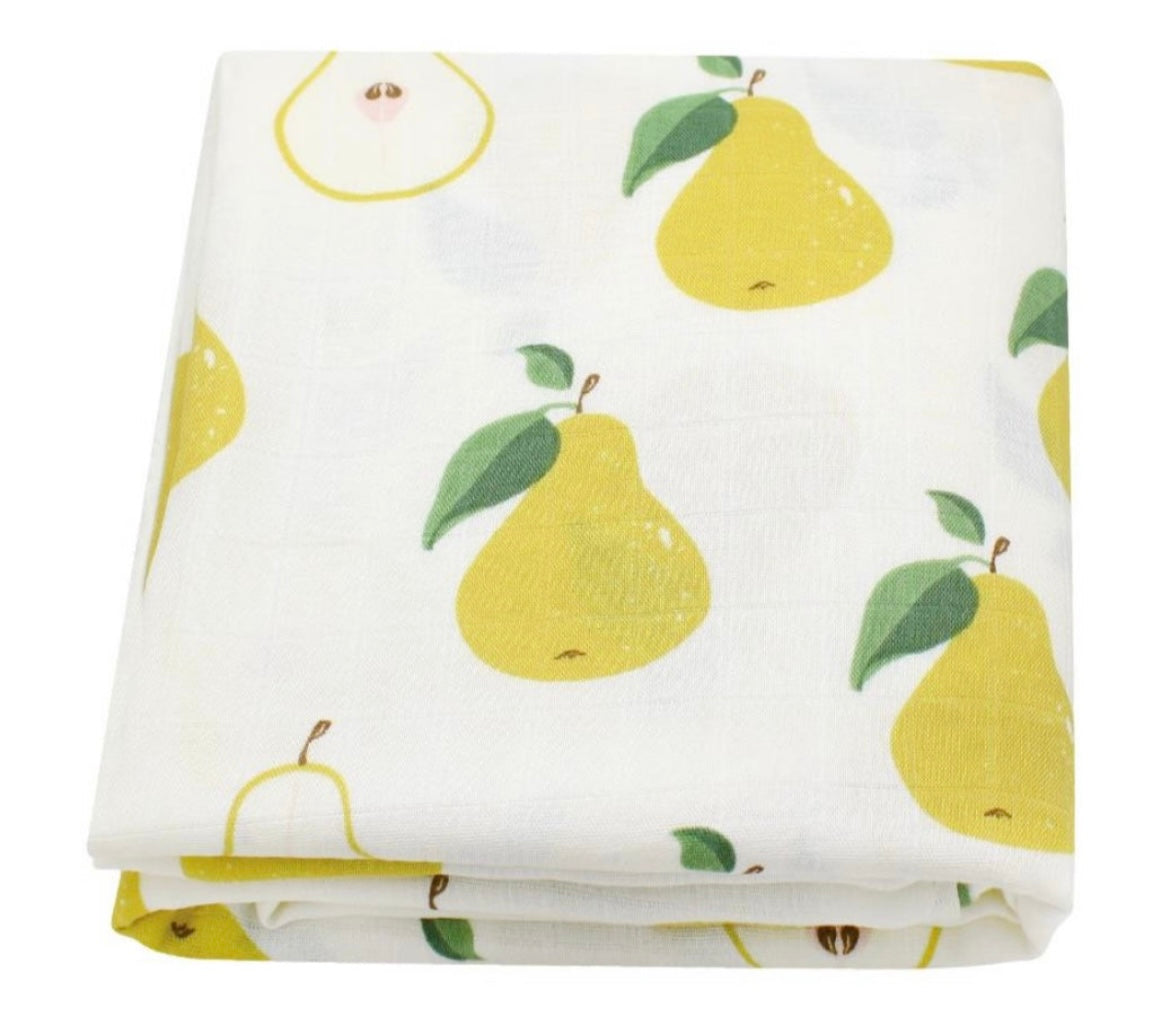 Organic Cotton Bamboo Blend Swaddle Blanket - Pears