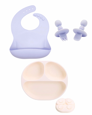 Silicone Feeding Set | Milky White & Lilac