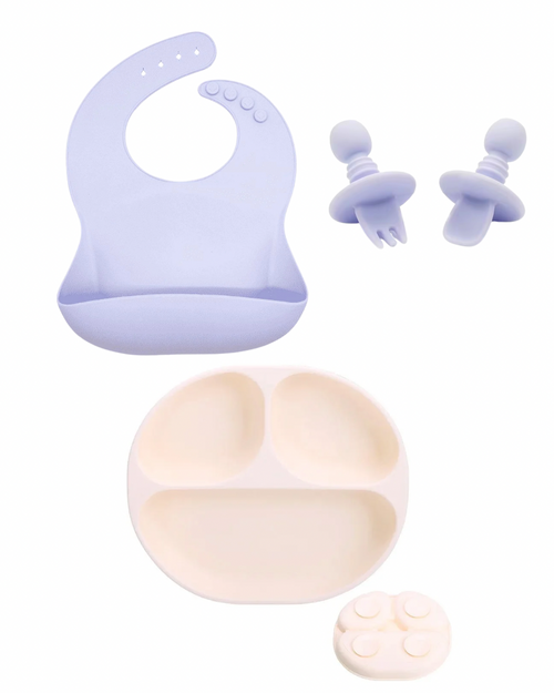 Silicone Feeding Set | Milky White & Lilac
