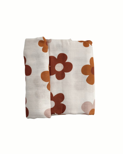 Organic Cotton Bamboo Blend Swaddle Blanket - Big Floral