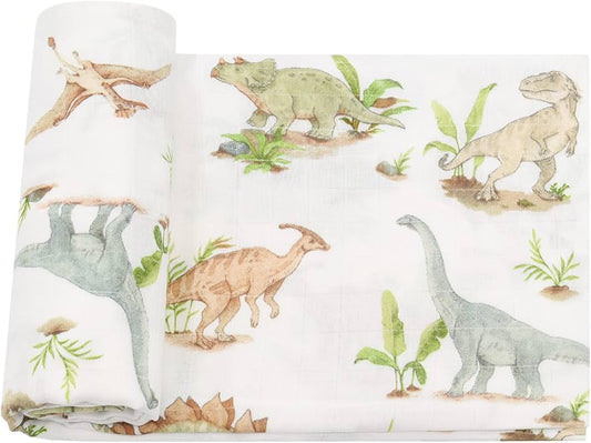 Organic Cotton Bamboo Blend Swaddle Blanket - Dino