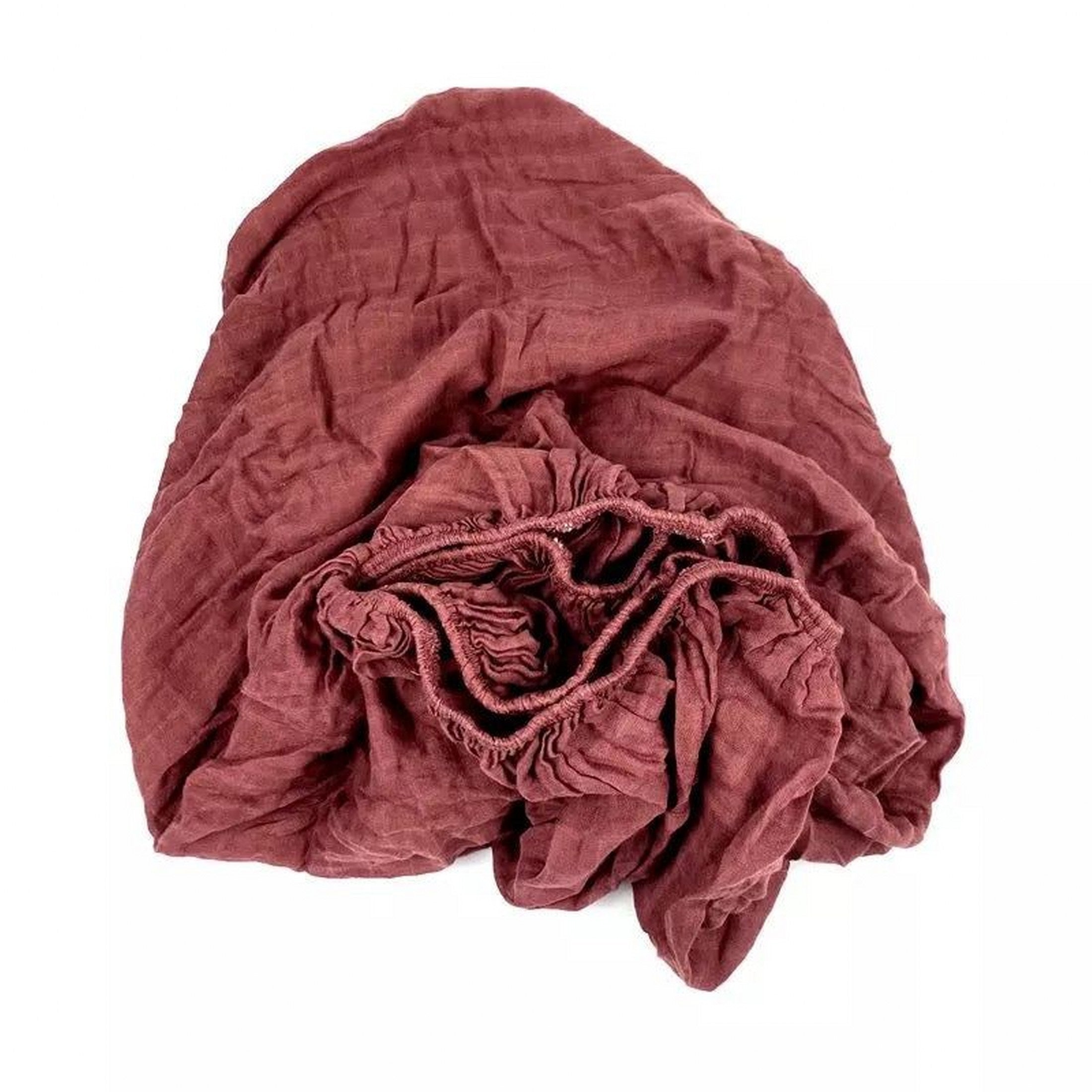 Bamboo Muslin Fitted Crib Sheet -Burnt Maroon - Beba Canada