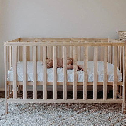 Bamboo Muslin Fitted Crib Sheet - White Simple - Beba Canada