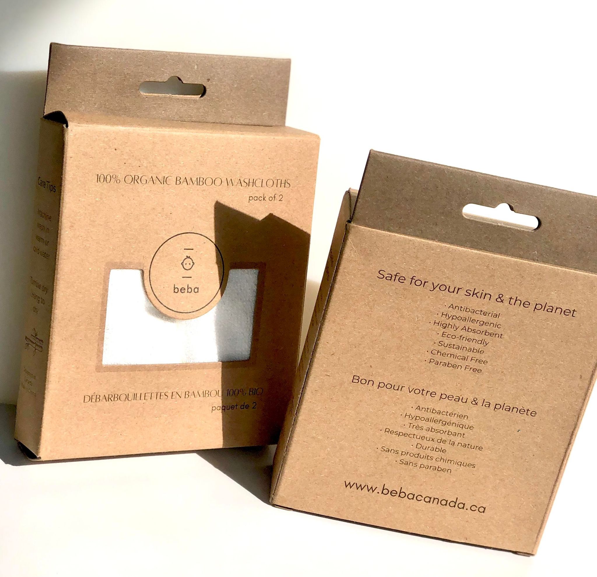Organic Bamboo Wash cloth (2-pack) - Beba Canada
