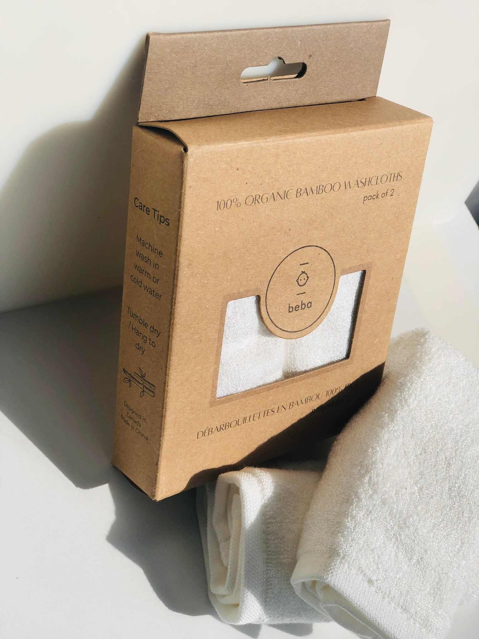 Organic Bamboo Wash cloth (2-pack) - Beba Canada