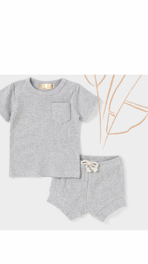 Organic Ribbed Two-Piece Short Set - Beba Canada